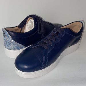 Women’s FitFlop Rally Glitter Classic Sneaker shoe Color maritime blue Msrp 110